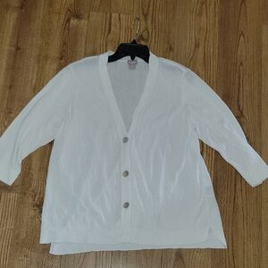 Chico's White Button-Up Cardigan